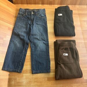 Janie and Jack pants bundle, size 3/4, fleece, sweatpants/adjustable waist jeans